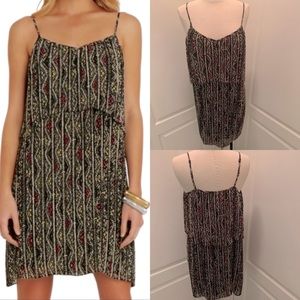 BCBGeneration Pleated Tribal Print Flounce Top Dress